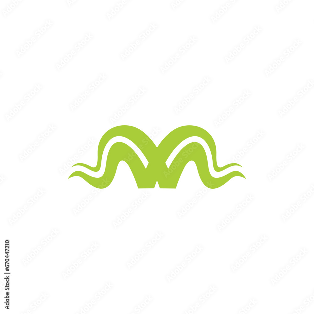 letter w seaweed grass green logo vector