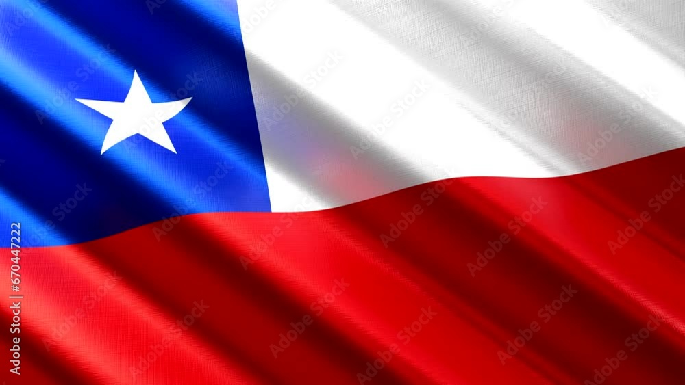 Chile - waving textile flag - 3D 4k seamless loop animation (3840 x 2160 px) Chile - waving textile flag - 3D 4k seamless loop animation (3840 x 2160 px)