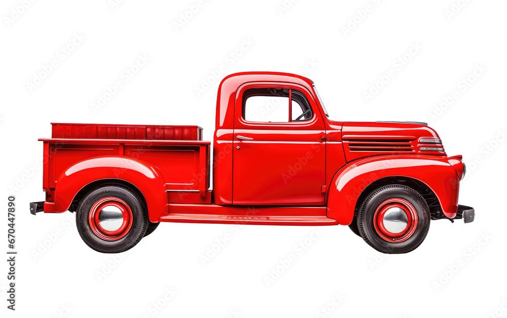 Sturdy Red Pickup Truck on Transparent Background