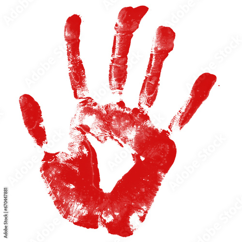 Obraz na plátně Bloody hand print isolated on transparent background