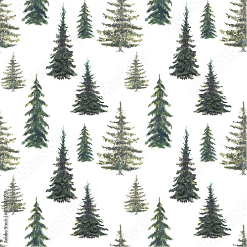 Seamless pattern with Scandinavian-style Christmas trees © Julia