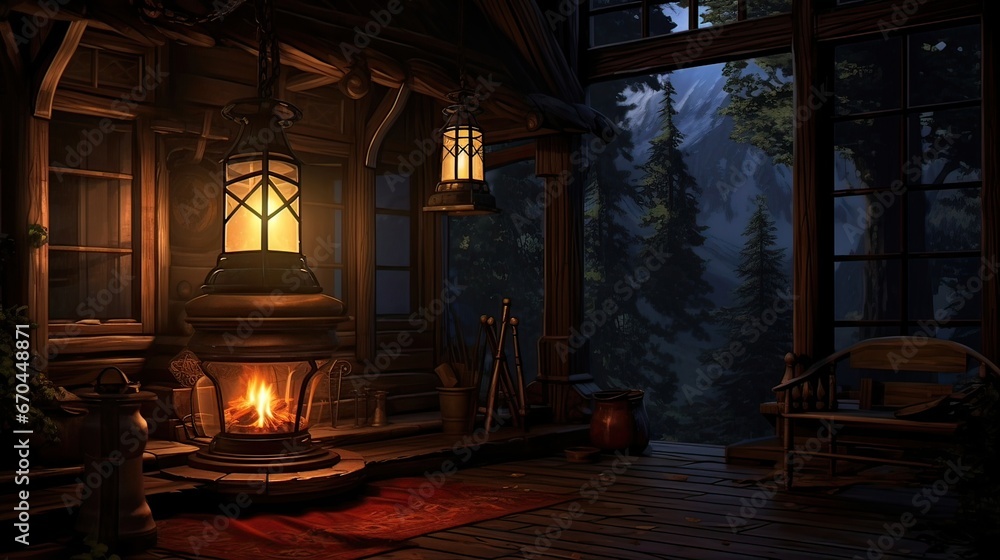 Cozy, peaceful, night in the woods, warm, inviting, cabin retreat, tranquil, soft, comforting, rural. Generated by AI. Cozy, peaceful, night in the woods, warm, inviting, cabin retreat, tranquil, soft, comforting, rural. Generated by AI.