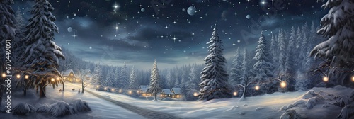Winter scenery, holiday cheer, snowy landscape, Christmas wonder, serene ambiance, seasonal enchantment. Generated by AI. photo