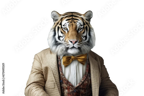 Tiger Organizing Library Shelves on Transparent Background