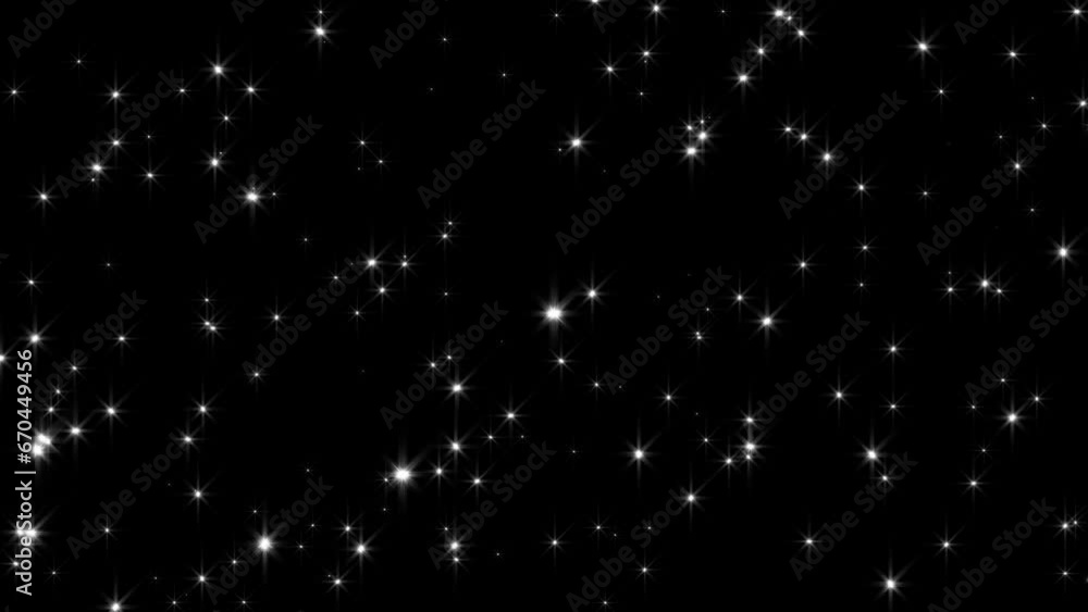 Beautiful elegant white twinkling sparkles, Christmas stars, glitter background looping