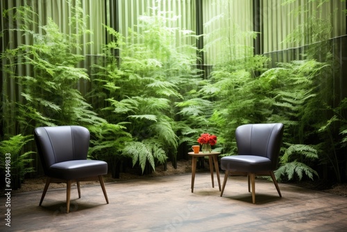 indoor coppice between two leather chairs