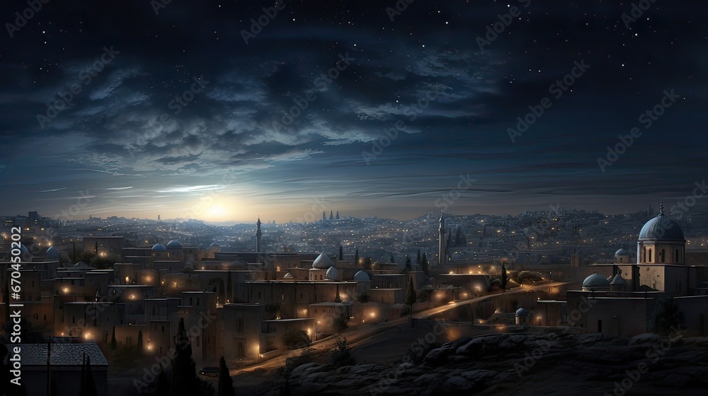 Bethlehem, a testament to the beauty of Christmas and the divine. Celestial testament, Bethlehem's grace, Christmas beauty, spirituality, wonder. Generated by AI.