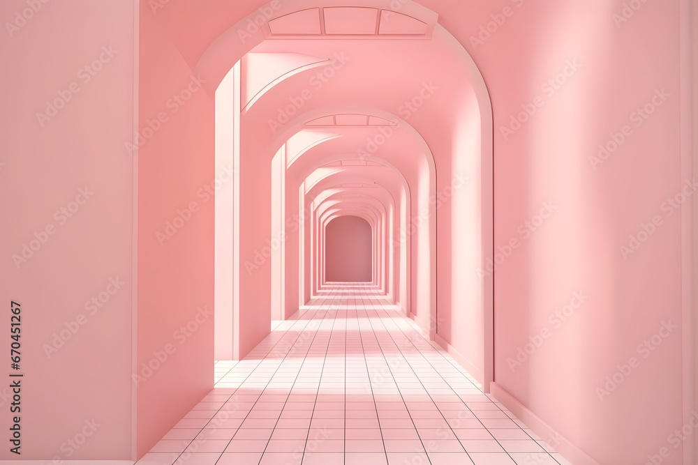 Abstract pink endless tunnel