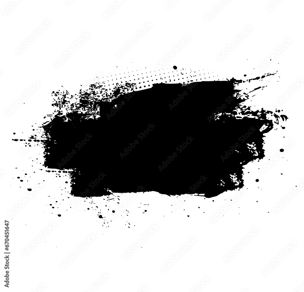 Black dried paint splattered dirty style. Royalty high-quality free stock image of Isolated ink stencils for graphic design, text fields. Artistic brush strokes, splatter stains, paintbrush, overlay