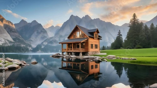 view of a terraced hut among mountains and forests
