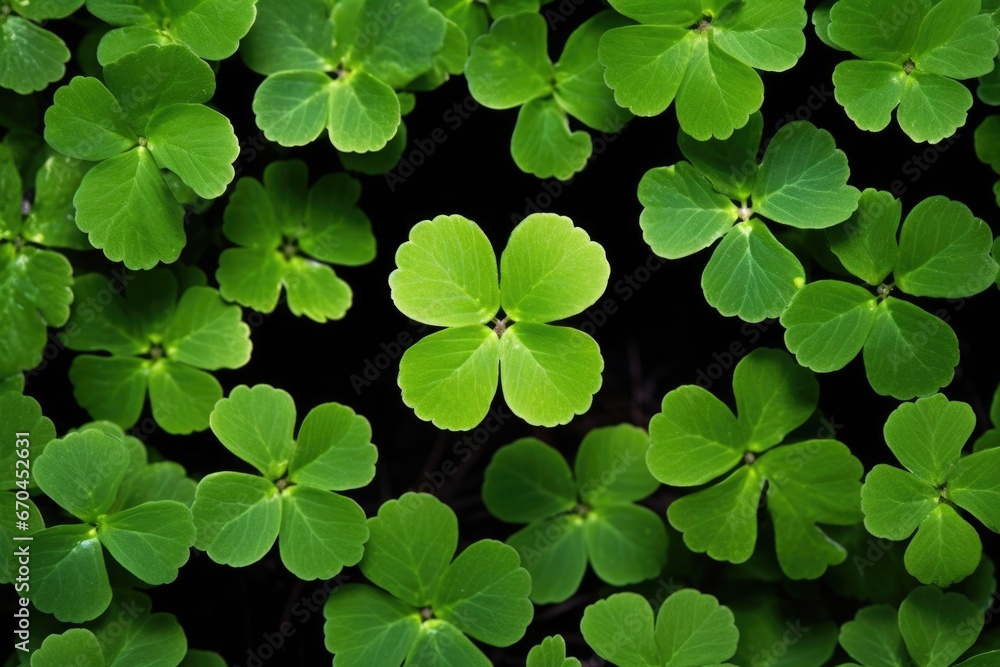 a four-leaf clover surrounded by three-leaf clovers a four-leaf clover surrounded by three-leaf clovers