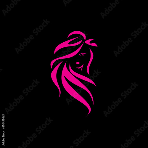 Vector woman in profile template logo or abstract concept for beauty salon. Cosmetics  health centers  fashion and beauty industry. Abstract logo. Vector File.