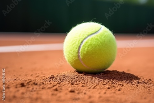 close-up of a tennis ball on a clay court © Alfazet Chronicles