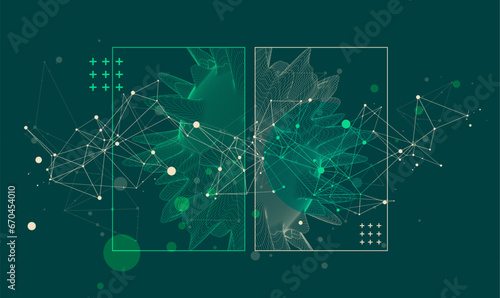 Modern science or technology elements in square. Trendy abstract background. Surface illustration. Hand drawn vector art