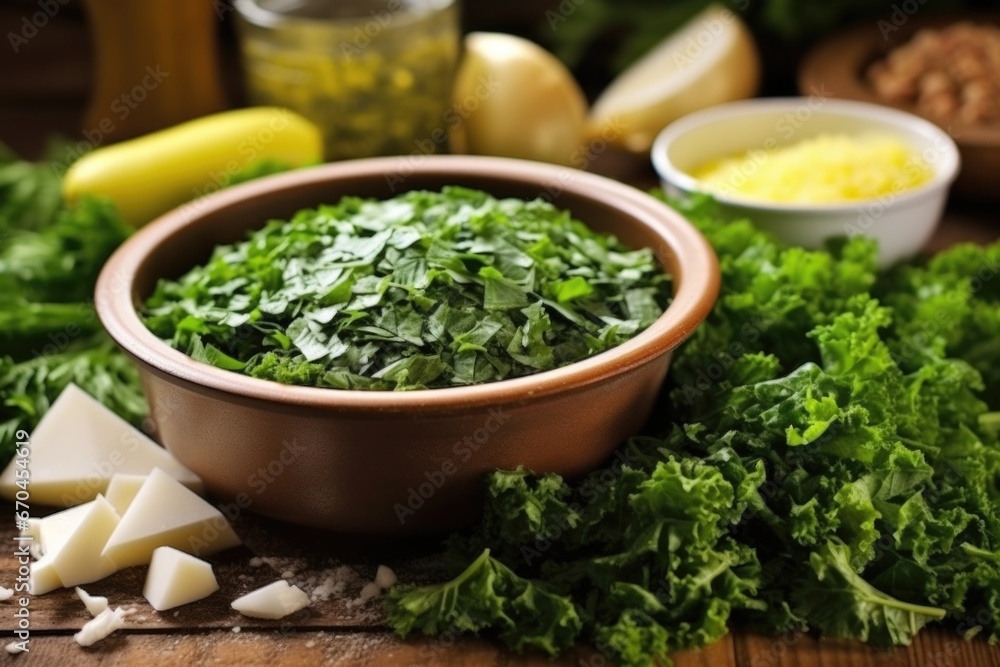 spreading fresh herbs on top of a bowl of zuppa toscana spreading fresh herbs on top of a bowl of zuppa toscana