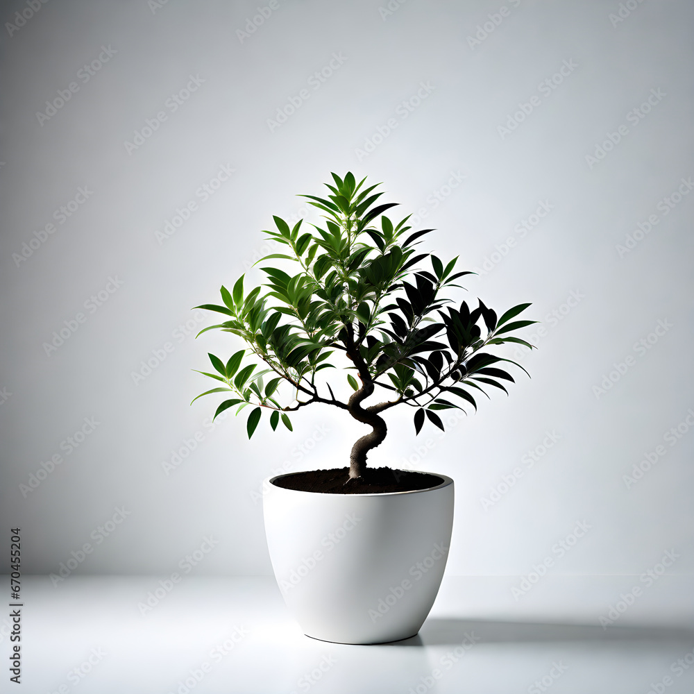 Olive plant in white pot isolated on white background. ai generative Olive plant in white pot isolated on white background. ai generative