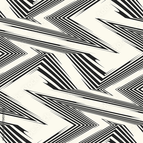 Monochrome Moiré Effect Textured Zigzag Pattern