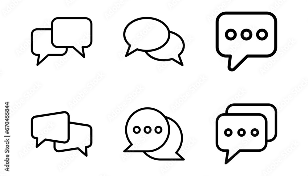 vector black and white speech bubbles icon set on white background vector black and white speech bubbles icon set on white background
