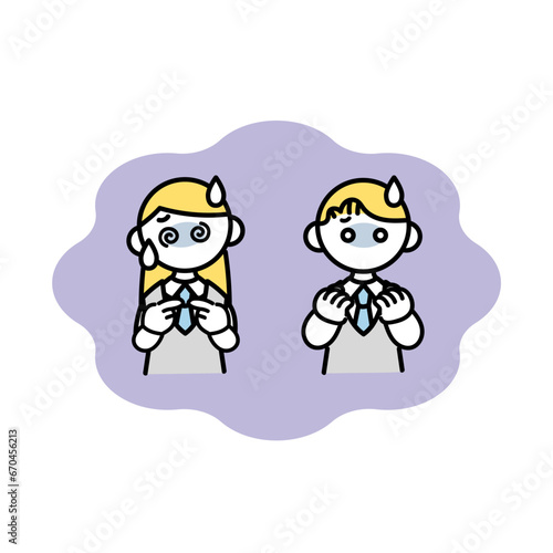 不安で混乱する学生2人
