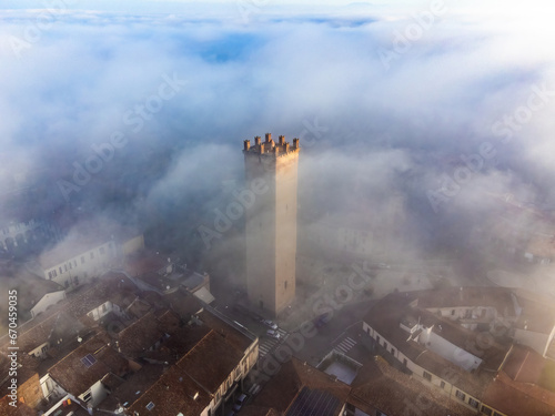 Torrazzo Castelleone Nebbia drone
