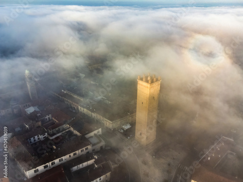 Torrazzo Castelleone Nebbia drone