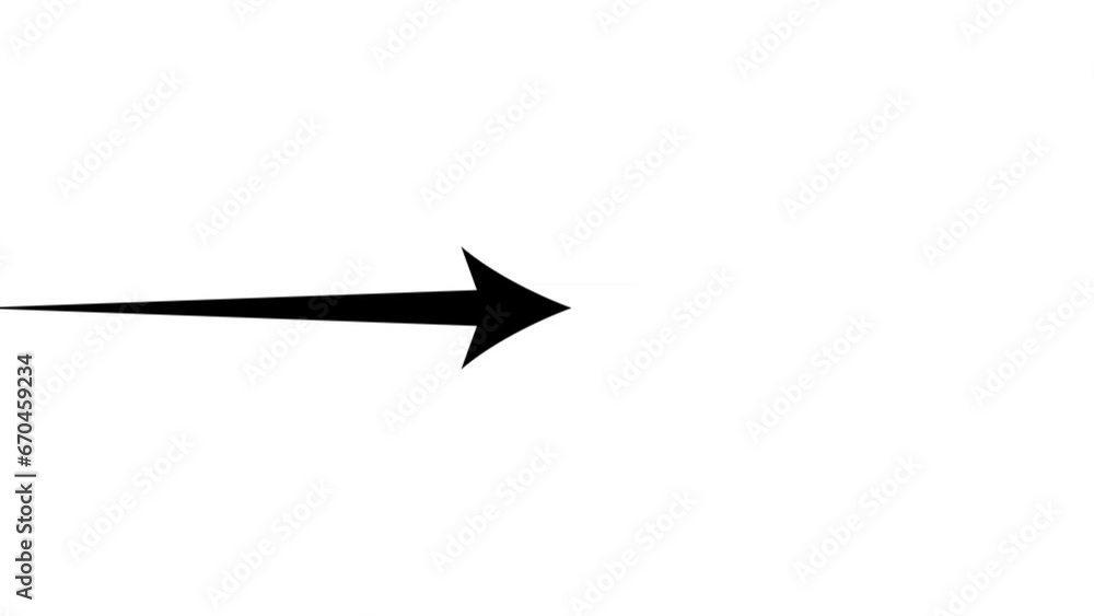 Animation of a simple black arrow extending on white background Animation of a simple black arrow extending on white background
