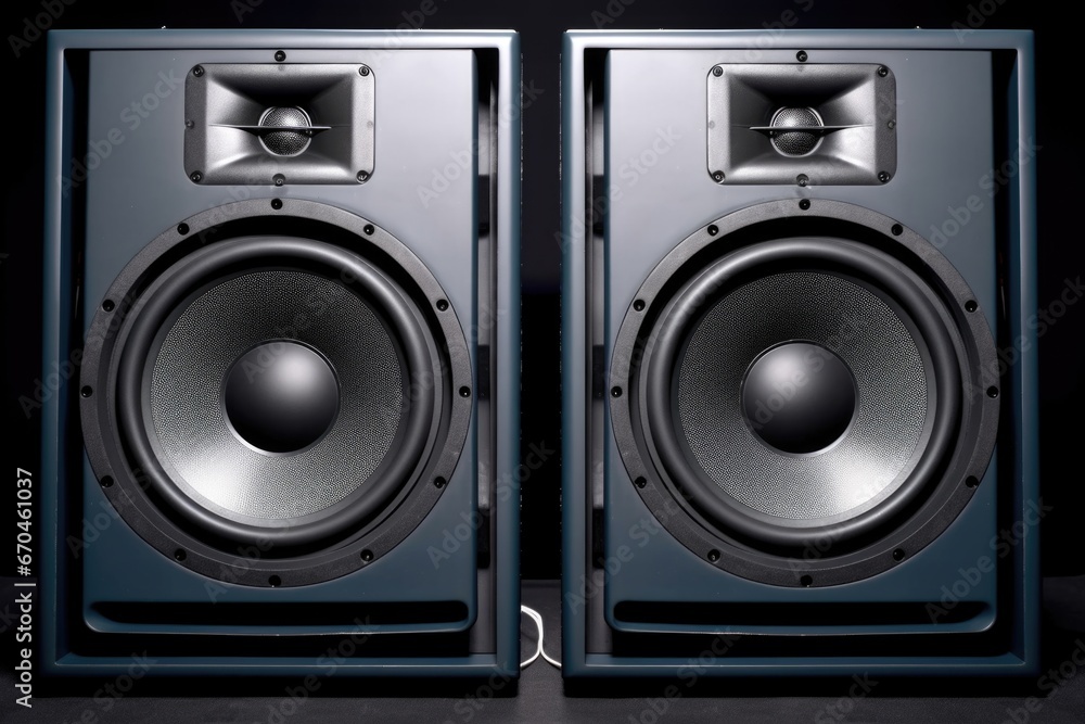 close-up view of studio monitor speakers close-up view of studio monitor speakers