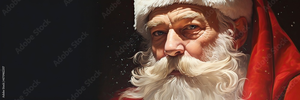 Santa Claus, white beard, red suit, holiday cheer, festive symbol, joy, giving spirit. Generated by AI. - obrazy, fototapety, plakaty 