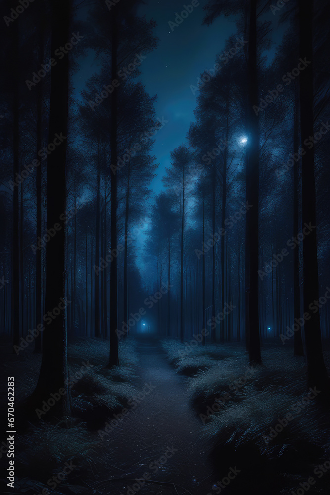 forest by night, generated by artificial intelligence forest by night, generated by artificial intelligence
