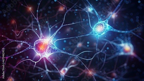 Neuron cells  glowing link knots  nervous system  intricate beauty  electrical connections  captivating journey  electrified pathways. Generated by AI.