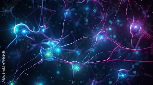 Neuron cells, glowing links, nervous system, intricate beauty, electrical connections, mesmerizing, neural network. Generated by AI.