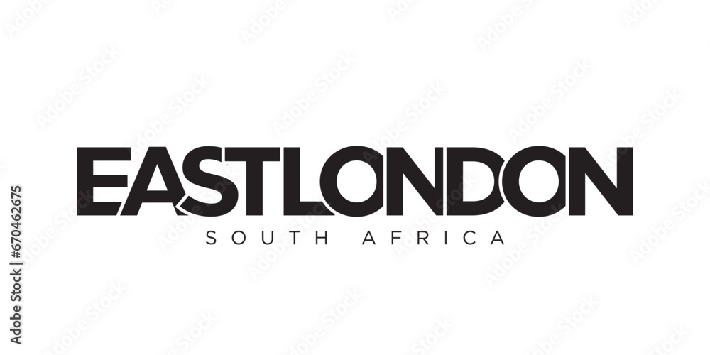 Obraz premium East London in the South Africa emblem. The design features a geometric style, vector illustration with bold typography in a modern font. The graphic slogan lettering.