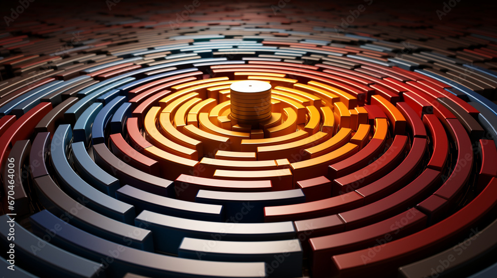 A labyrinth with the equality symbol at its center, signifying the journey to equality A labyrinth with the equality symbol at its center, signifying the journey to equality