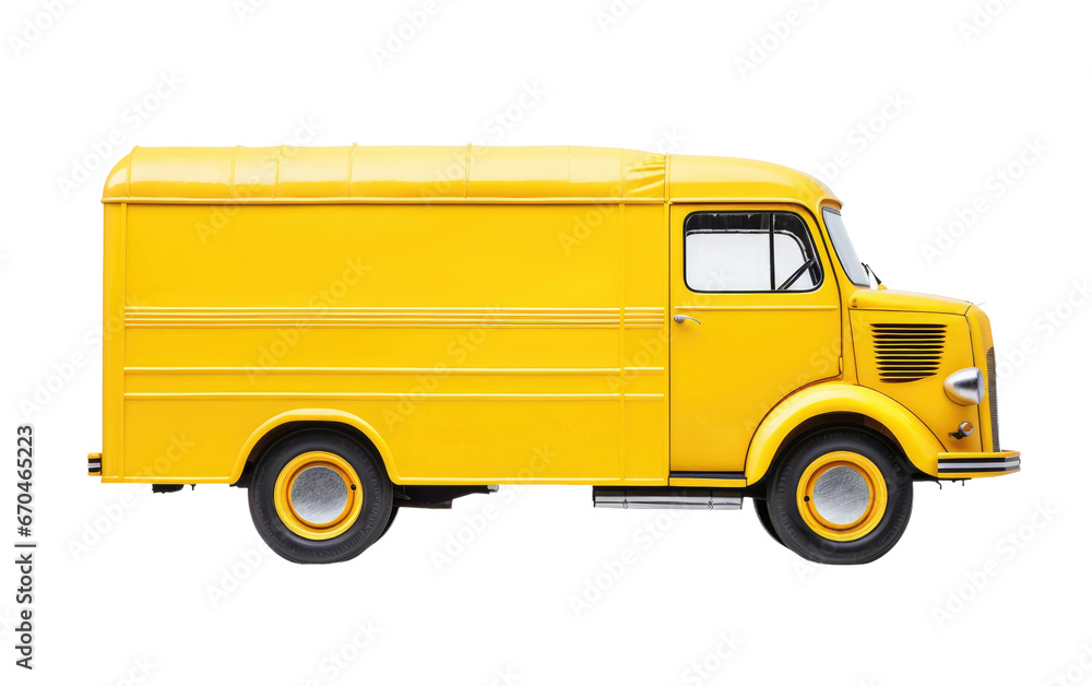Retro Yellow Delivery Truck on Transparent Background