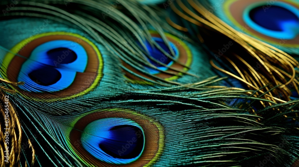 Fototapeta premium The intricate details of a peacock feather.