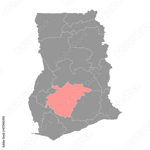 Ashanti region map  administrative division of Ghana. Vector illustration.