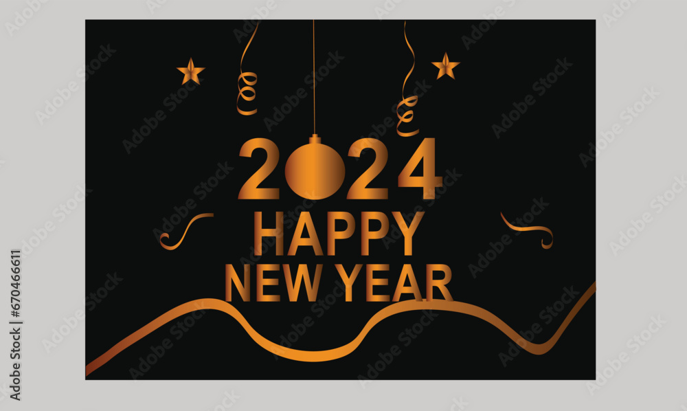 Happy New Year with luxury design. 2024 New year background. Greeting Card, Banner, Poster. Vector Illustration.