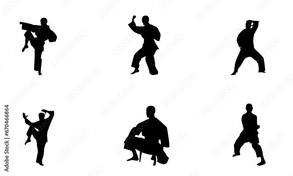 judo fighting poses silhouettes
