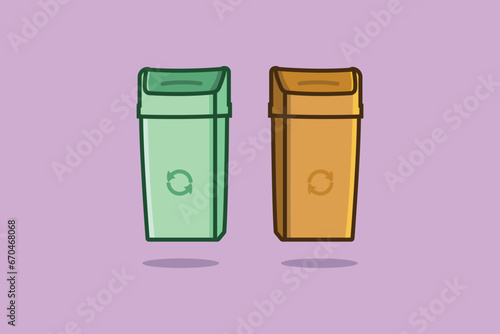 Plastic Dustbins vector icon illustration. Home cleaner object icon design concept. Street can, Street Cleaner, Dustbin for waste, Rubbish, Street dustbin.