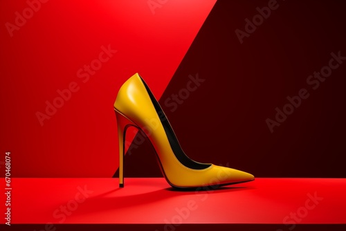 illustration of Jimmy chou brand High heels magic black elegant red, Generative ai