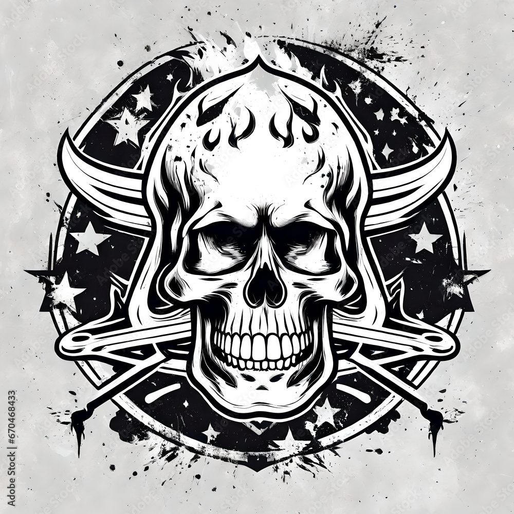 A vector style illustration of a mean looking skull logo A vector style illustration of a mean looking skull logo