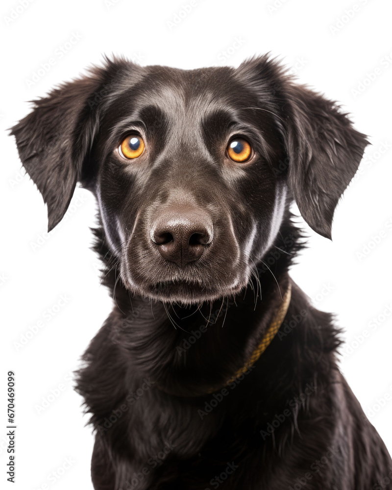 closeup of a black dog on a transparent background