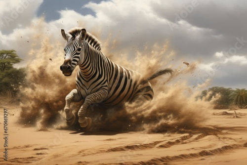 Zebra Dust Storm - a zebra run and creating a dust storm