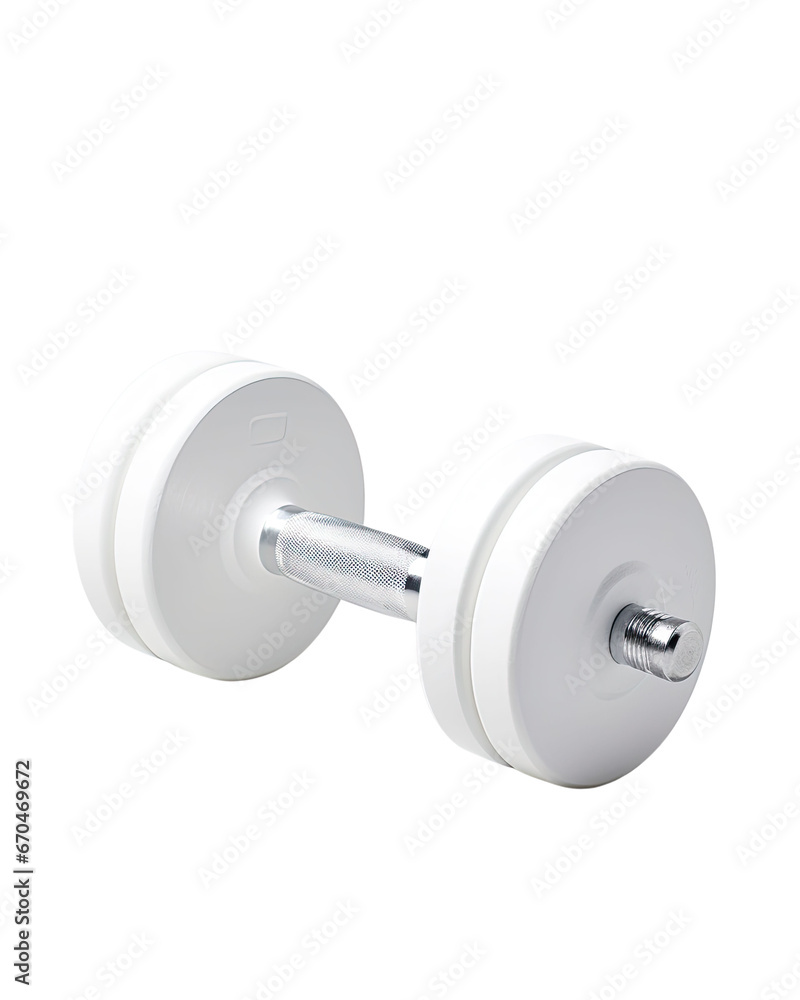photo of a white fitness dumbbell on transparent background photo of a white fitness dumbbell on transparent background