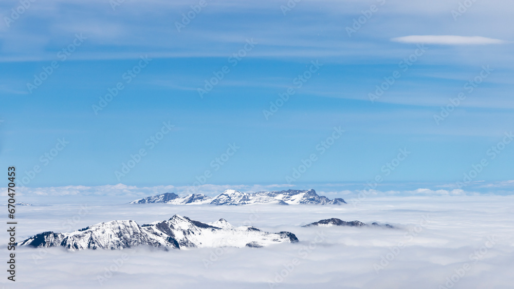 Snow landscape Mount Titlis at 3020 meters altitude in Engelberg Switzerland
