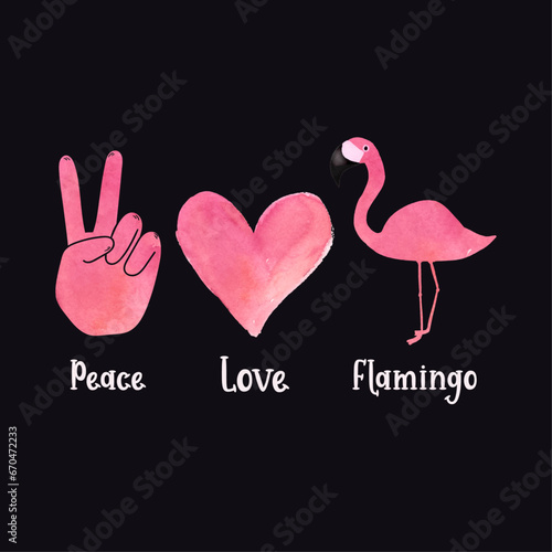 Peace Love Flamingo, Watercolor Flamingo T-Shirt Design for Women, Gift for Flamingo Lover