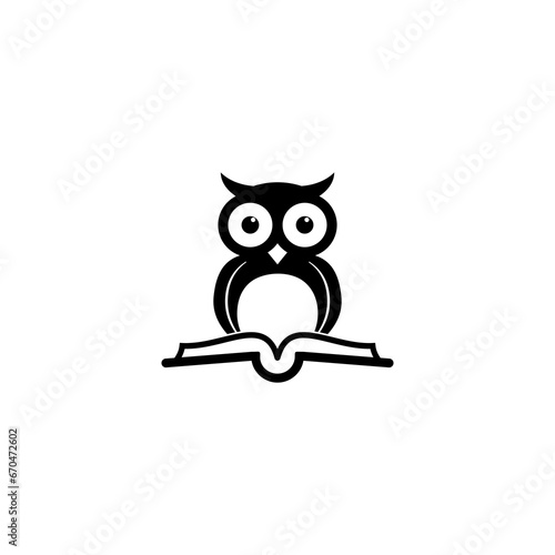 Book and owl logo icon isolated on transparent background