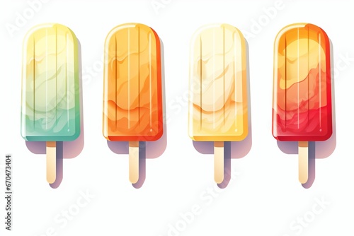 illustration of popsicle vector illustrattion white background retro, Generative ai photo