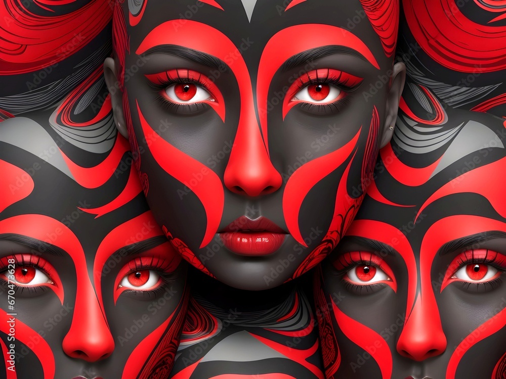 Mask on black and red, cool new art design 