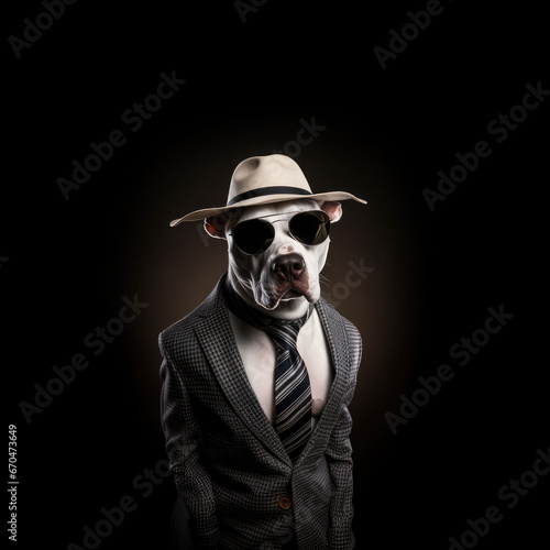 Illustration Hund mit Anzug, Sonnenbrille und Hut © Remo